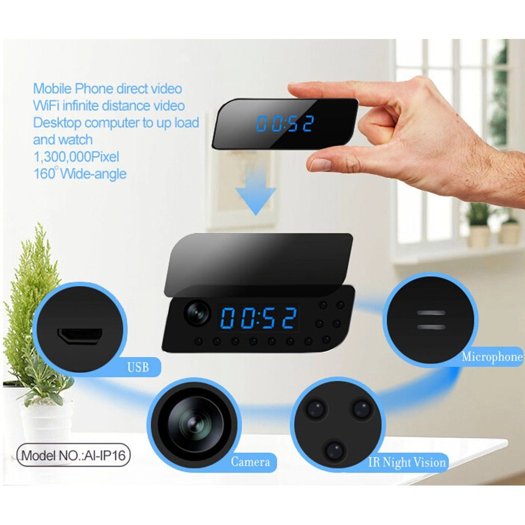 Wifi Gece Görüşlü Masa Saati Kamera